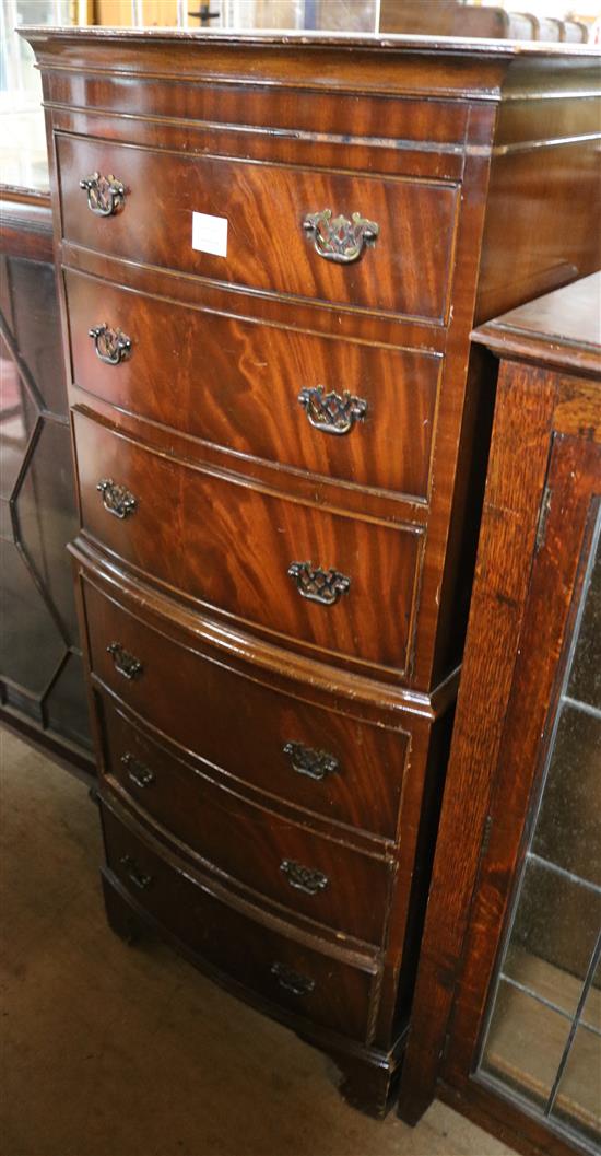 Tall mahogany bowfronted chest of 6 drawers